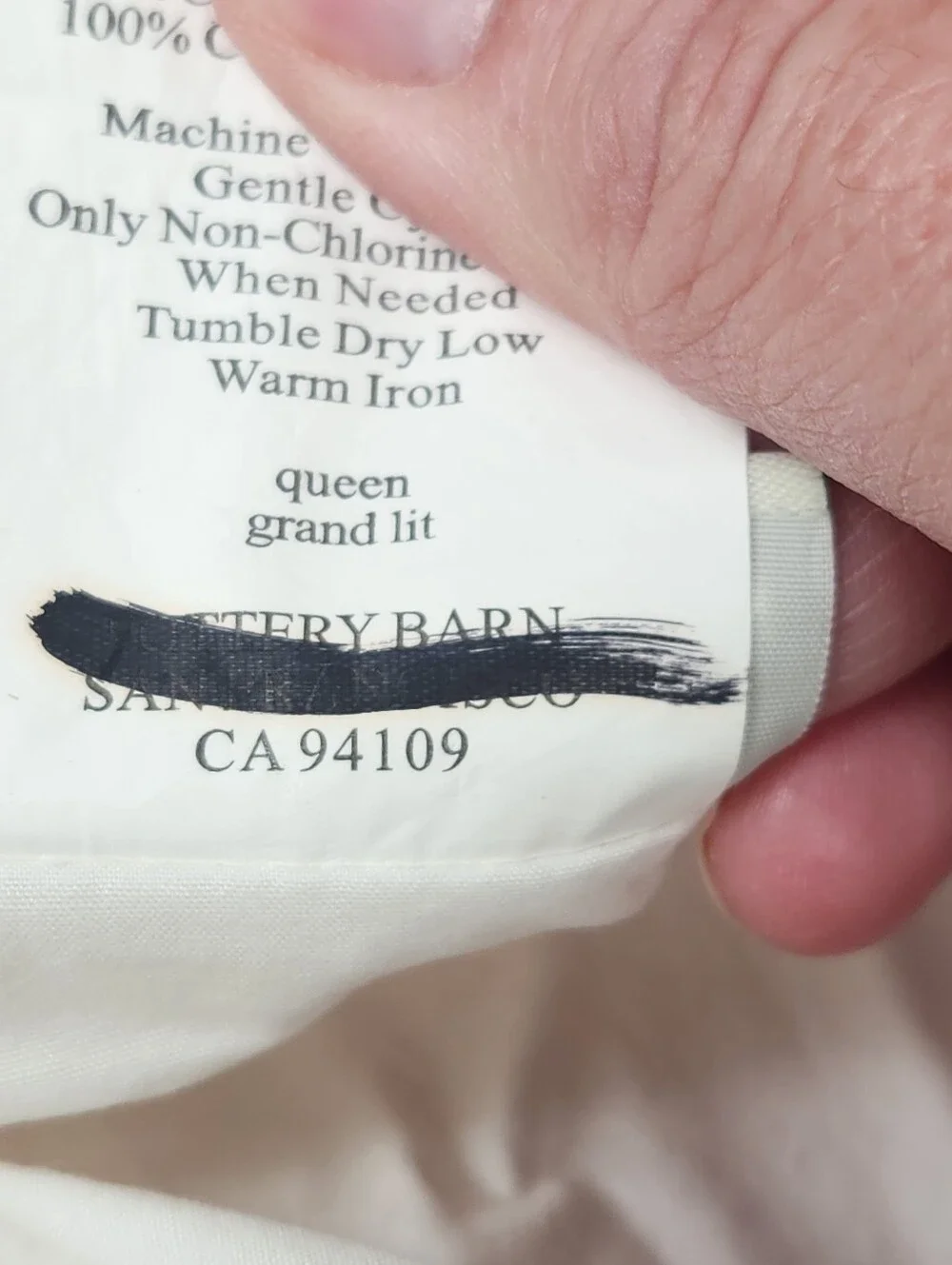 Pottery Barn Queen Bed Skirt Linen Blend Farmhouse Stripe French Country Cottage